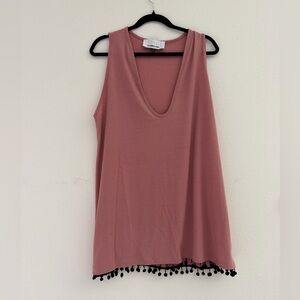 Eastnwest label Sleeveless Pink dress with Pom-Pom Hem